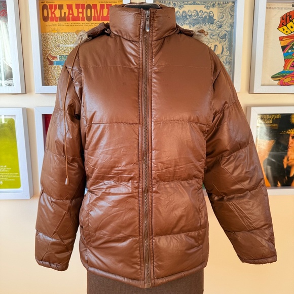 Y2K Brown Puffer Jacket with Faux Fur hood - Picture 4 of 13